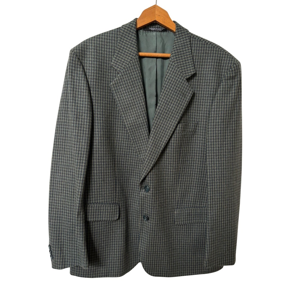 Baumler Avantgarde Mens Wool Houndstooth Blazer Sport Coat Green Made in Austria